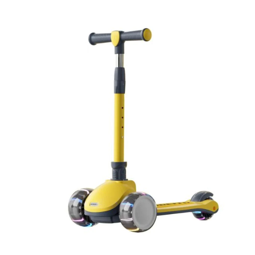 JSC009 1(2) Trotinetă pentru copii cu 3 roți luminoase, platformă cu lumini și muzică, galben, RTM Scooter (88313) - imagine 1