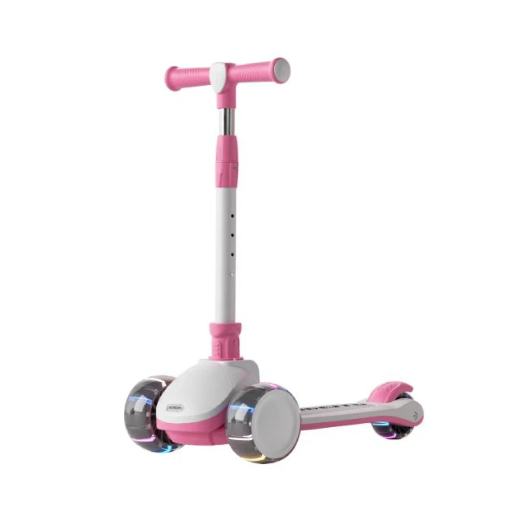 JSC009 1(3) Trotinetă pentru copii cu 3 roți luminoase, platformă cu lumini și muzică, roz, RTM Scooter (88641) - imagine 1