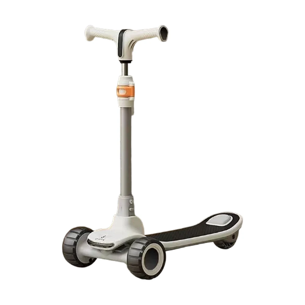 JSC009(1) Trotinetă pentru copii cu 3 roți luminoase, platformă cu muzică și lumini, iluminare spate, alb, RTM Scooter (73029) - imagine 1