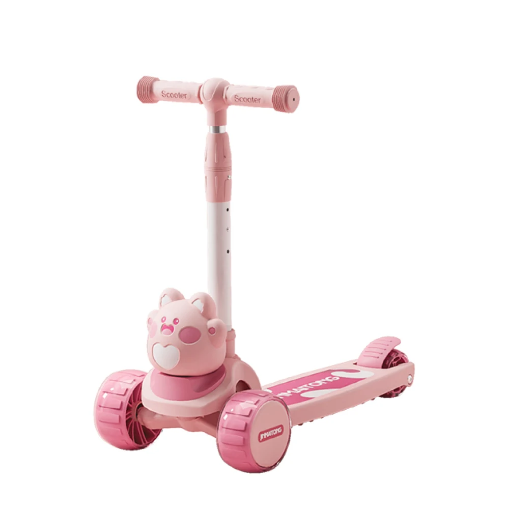 JSC721(1) Trotinetă pentru copii cu 3 roți luminoase, platformă cu lumini și muzică, roz, RTM Scooter (89129) - imagine 1