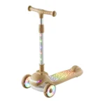 Trotinetă pentru copii cu 3 roți luminoase, platformă cu muzică și lumini, ghidon cu lumini, bej, RTM Scooter (40236)