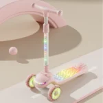 Trotinetă pentru copii cu 3 roți luminoase, platformă cu muzică și lumini, ghidon cu lumini, roz, RTM Scooter (40656) - imagine 2