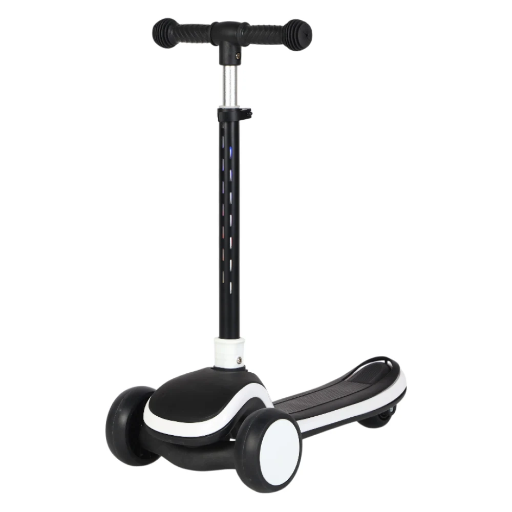 JSCD8008(4) Trotinetă pentru copii cu 3 roți luminoase, platformă cu muzică și lumini, ghidon cu lumini, negru, RTM Scooter (53250) - imagine 1