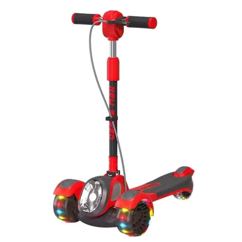 JSCQ101(2) Trotinetă pentru copii cu 3 roți luminoase, far cu lumină, muzică, frână de mână, roșu, RTM Scooter (56602) - imagine 1