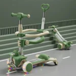 Trotinetă pentru copii 6 în 1 cu scaun, mâner parental, roți luminoase și muzică, verde, RTM Scooter (93157) - imagine 2