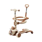 Trotinetă pentru copii 6 în 1 cu scaun, mâner parental, roți luminoase și muzică, bej, RTM Scooter (91573)