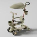 Trotinetă pentru copii cu scaun, parasolar și mâner parental, transformabilă, roți luminoase, muzică și lumini, verde, RTM Scooter (78314) - imagine 2
