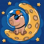 Pictură pe numere Capibara pe lună, 30x30 cm, Ideyka (KHO1281)