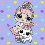 Pictură pe numere LOL Surprise Crystal Queen și Crystal Bunny, 40x40 cm, Ideyka (KHO6289)