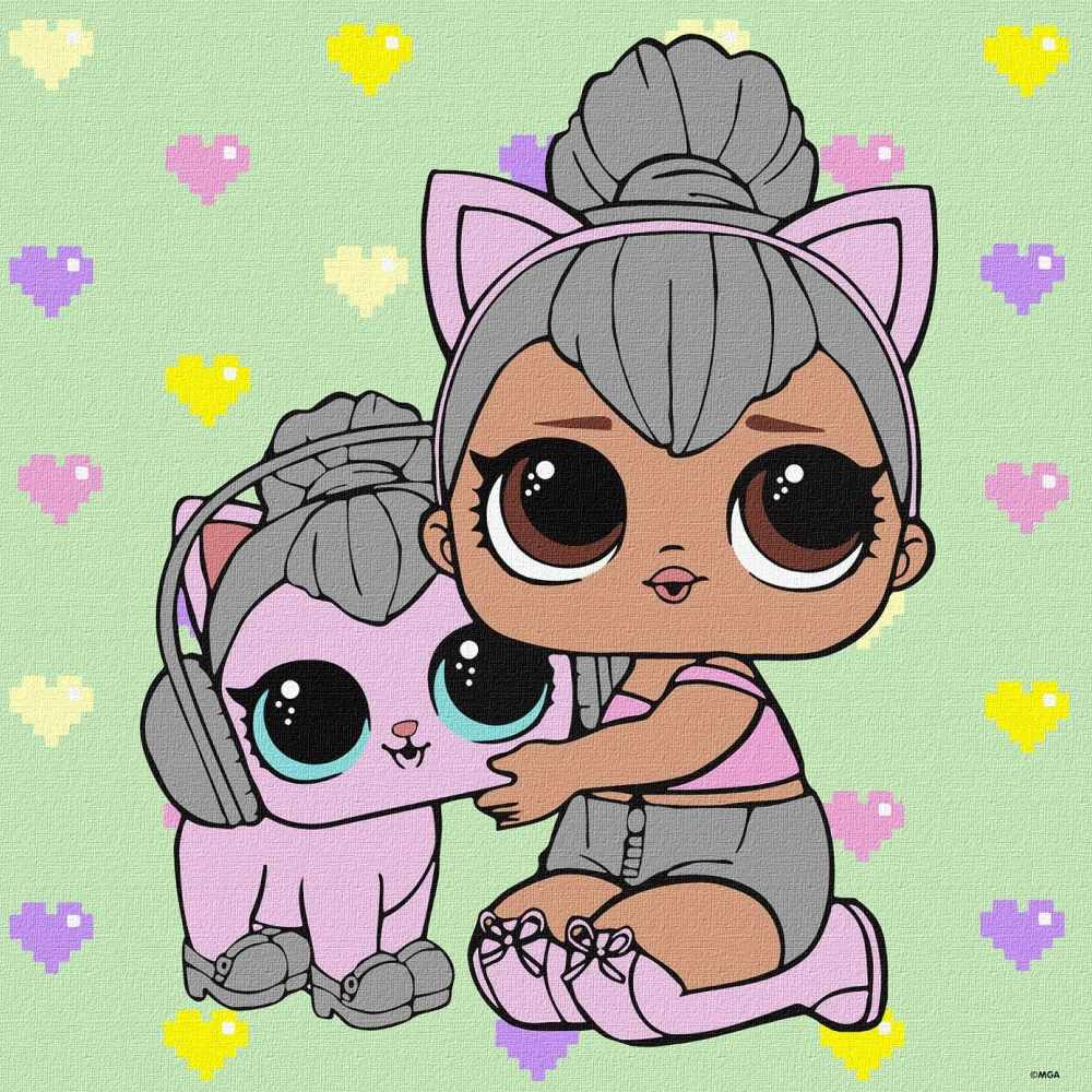 6290 Pictură pe numere LOL Surprise Kitty Queen și Kitty, 40x40 cm, Ideyka (KHO6290) - imagine 1