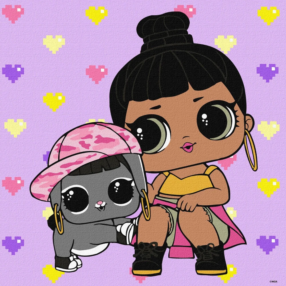 6292 Pictură pe numere LOL Surprise Honey Bun și Bunny Hun, 40x40 cm, Ideyka (KHO6292) - imagine 1