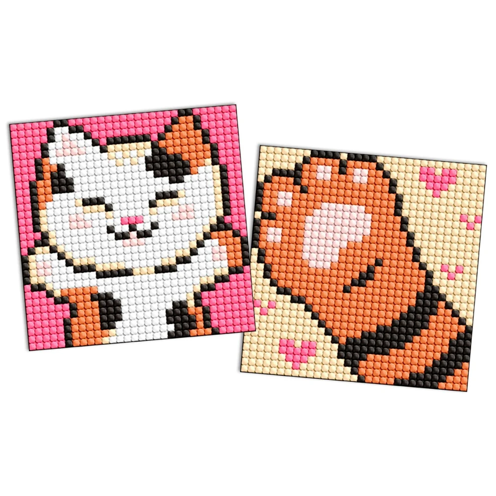 AM1054 Mozaic cu diamante pe autocolant, Pisică, 9x9 cm,set 2 buc, Ideyka (AMS1054) - imagine 1