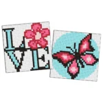 Mozaic cu diamante pe magnet, Fluture grațios, set 2 buc, 9x9 cm, Ideyka (AMG1061)