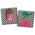 Mozaic cu diamante pe magnet, Cireșe și înghețată, set 2 buc, 9x9 cm, Ideyka (AMG1109)