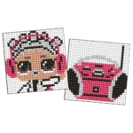 Mozaic cu diamante pe magnet, LOL și casetofon roz, set 2 buc, 9x9 cm, Ideyka (AMG1119)