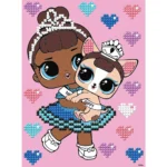 Mozaic cu diamante parțial, LOL Surprise Miss Baby cu cățeluș, 15x20 cm, Ideyka (AML1201)