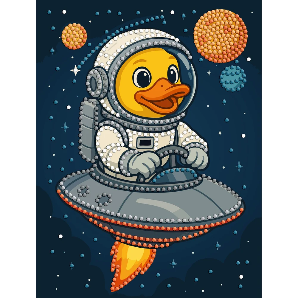 AM1202 Mozaic cu diamante parțial, Rățușcă în spațiu, 15x20 cm, Ideyka (AMV1202) - imagine 1