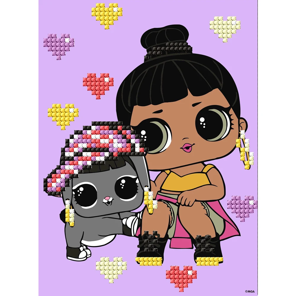 AM1204 Mozaic cu diamante parțial, LOL Surprise Honey Bun cu iepuraș, 15x20 cm, Ideyka (AML1204) - imagine 1