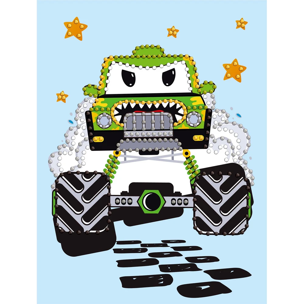 AM1227 Mozaic cu diamante parțial, Mașină verde, 15x20 cm, Ideyka (AMV1227) - imagine 1