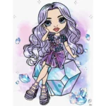 Pictură pe numere Rainbow High Violet cu cristale decorative holografice, 30x40 cm, Ideyka (KHO1339)